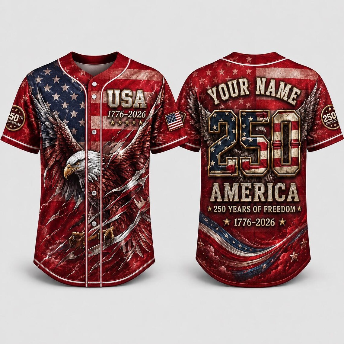 USA 250th Anniversary Baseball Jersey, Patriotic Eagle Shirt America Jer