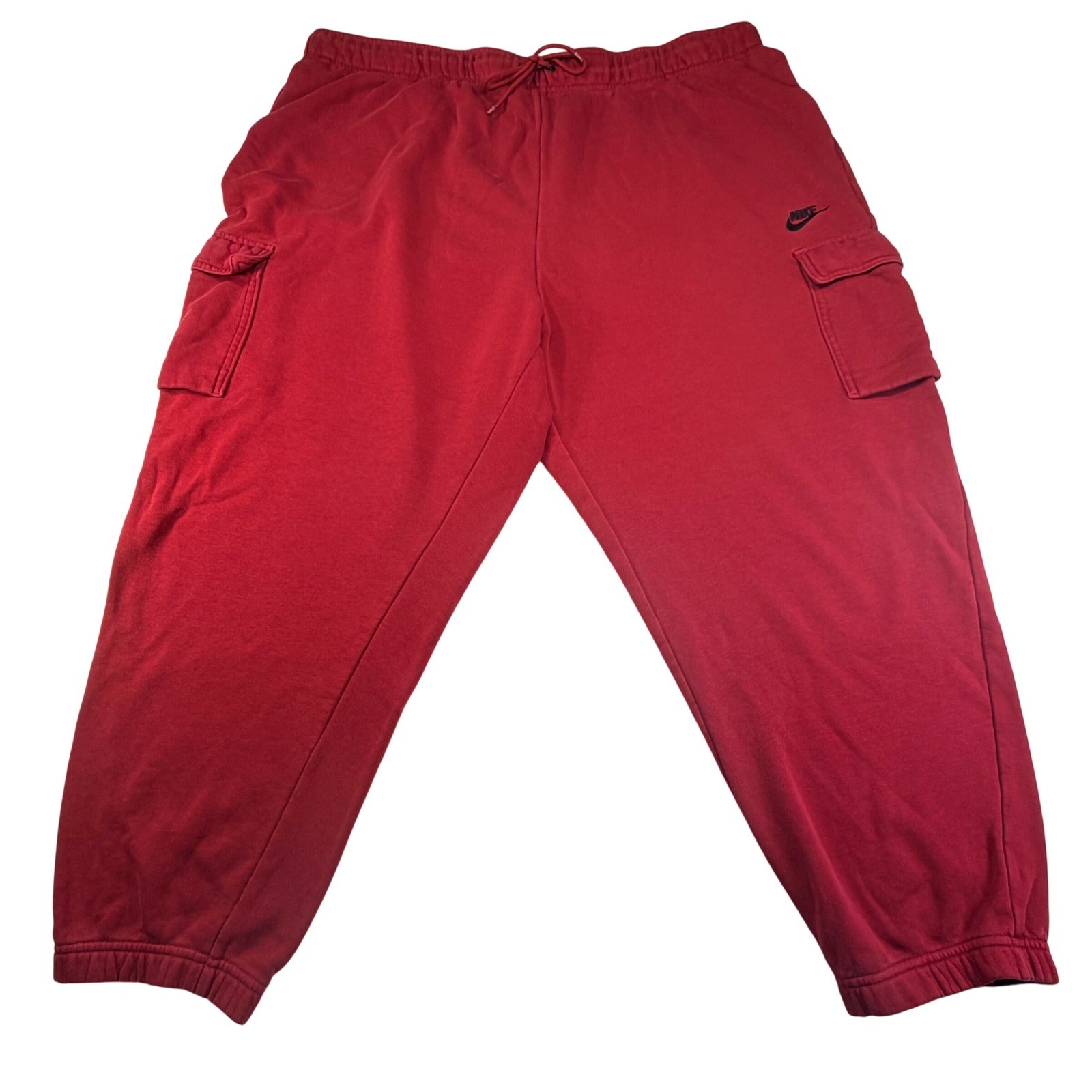 Nike Cargo Jogger Sweatpants Womens 3X Red Fleece Snap Pocket Athleisure Comfort