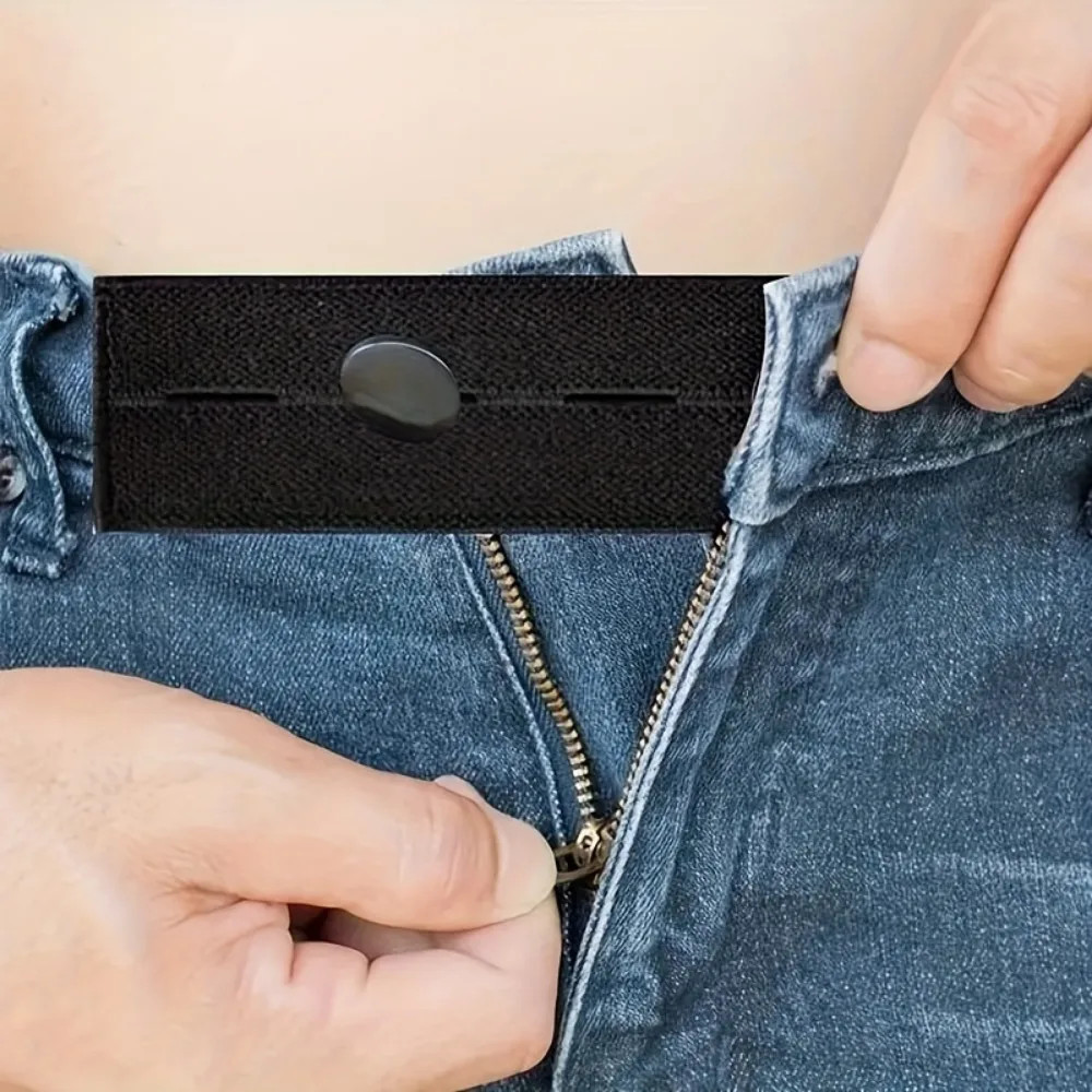 5pcs/set Black Interlocking Waistband Extender Buckle Elastic Adjustable Pant.