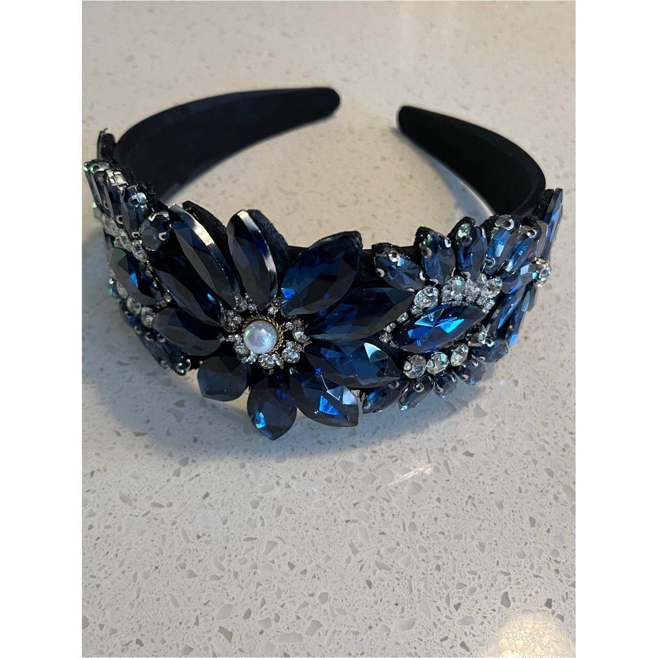 Embellished navy Blue Crystal Headband