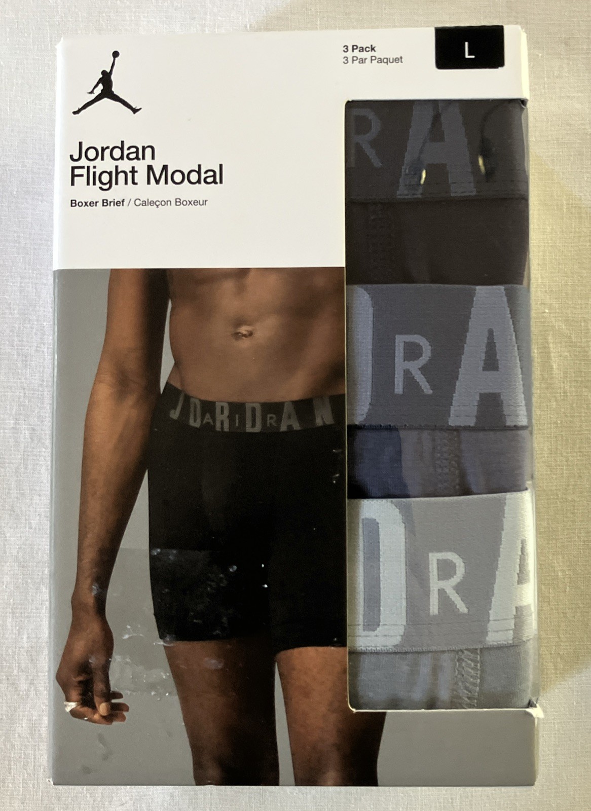 NIB Nike Jordan Flight Modal Boxer Briefs 3 Pack 3 Shades of Blue Size L