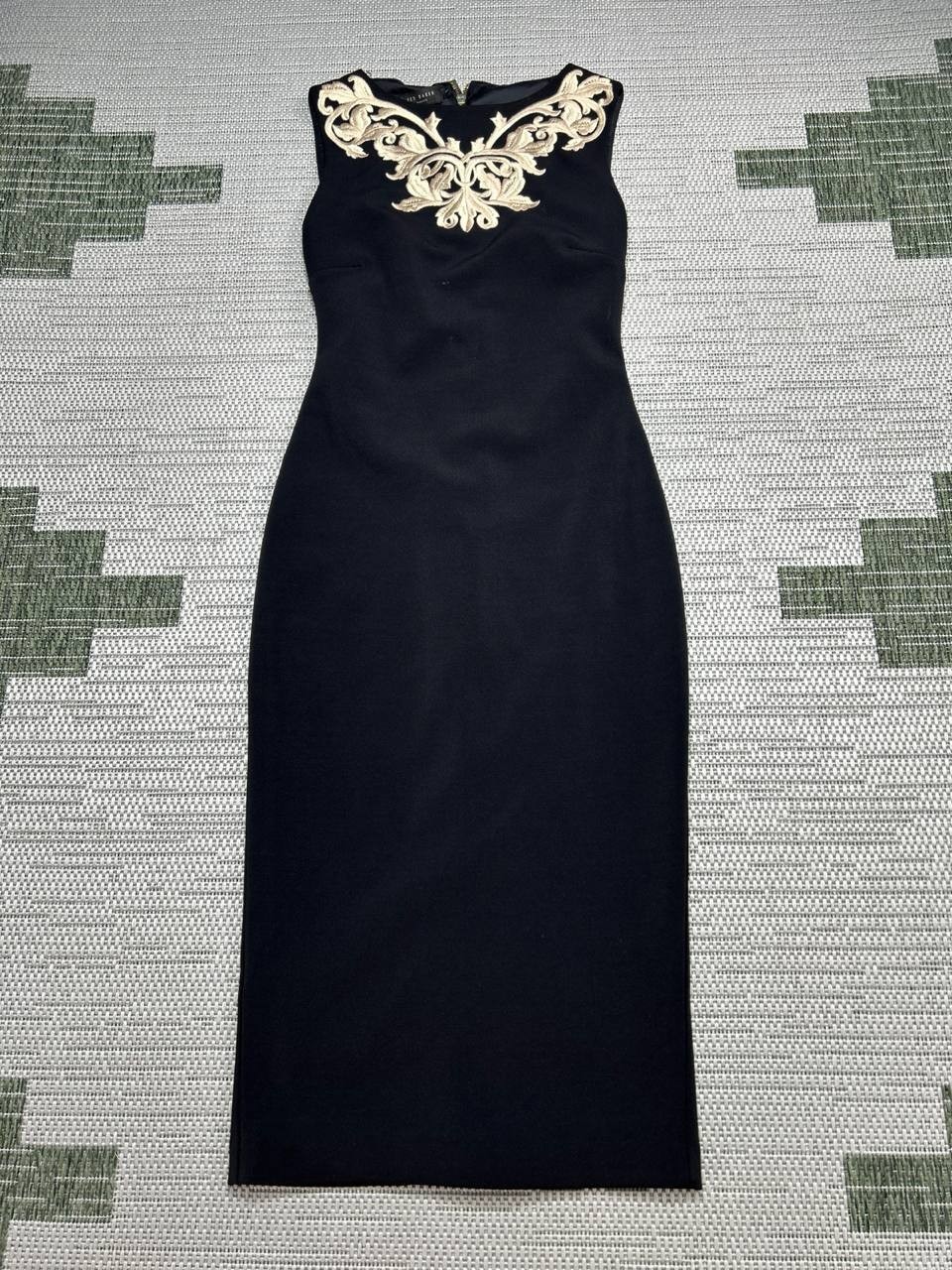 Ted Baker Dress Womens 1 Us 4 Black Bodycon Midi *