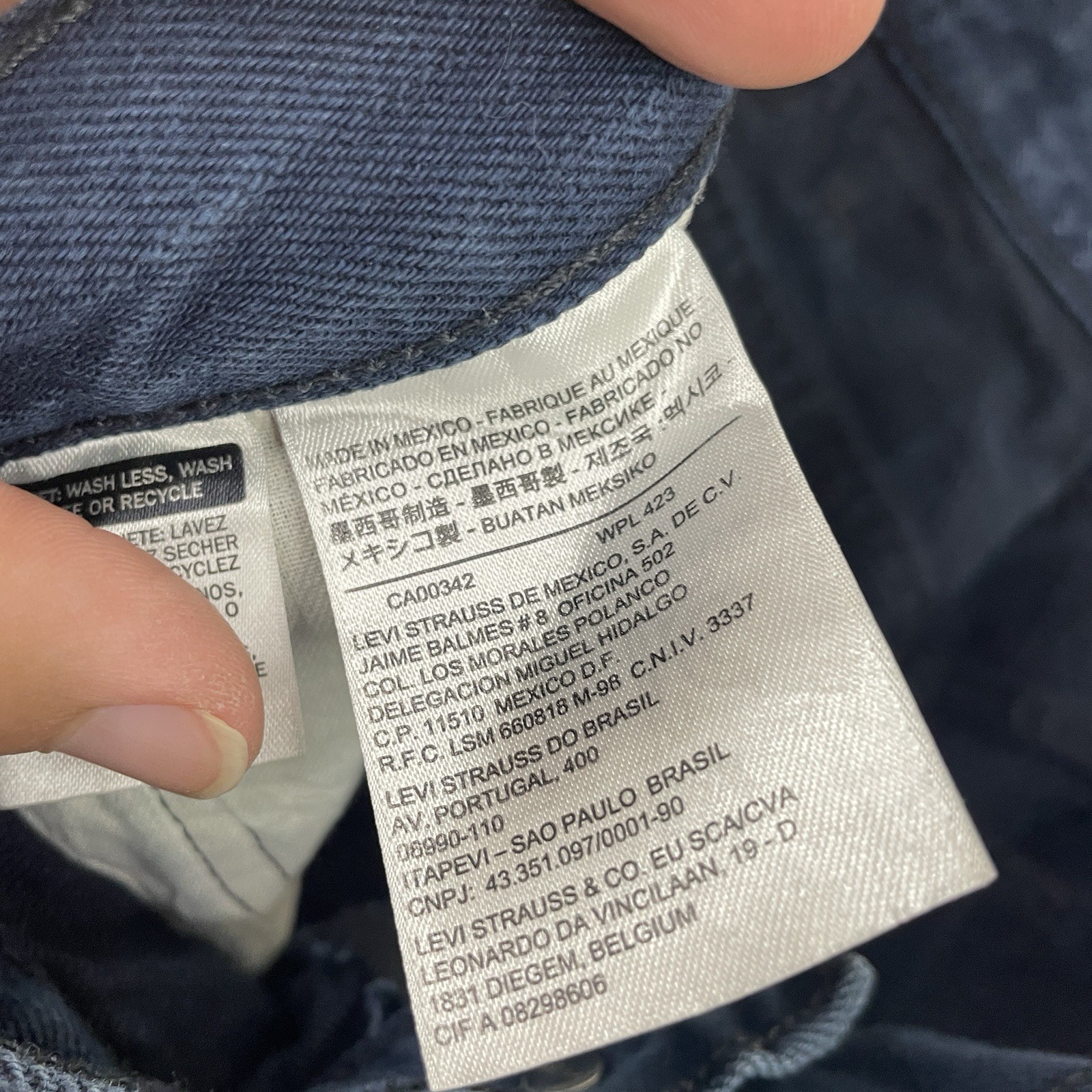 Levis 501XX Shrink To Fit Jeans Mens 38×32 (Fit 35×30) Button Fly Navy Dark Wash