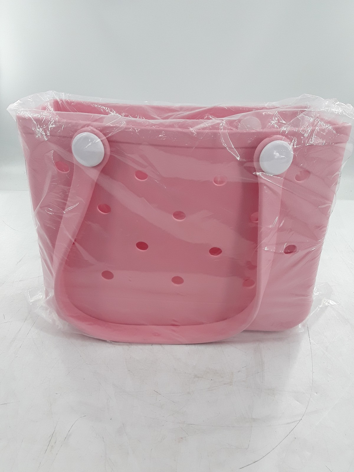 Small Rubber Tote Bag, Lightweight EVA Beach Bag Waterproof Open – PINK