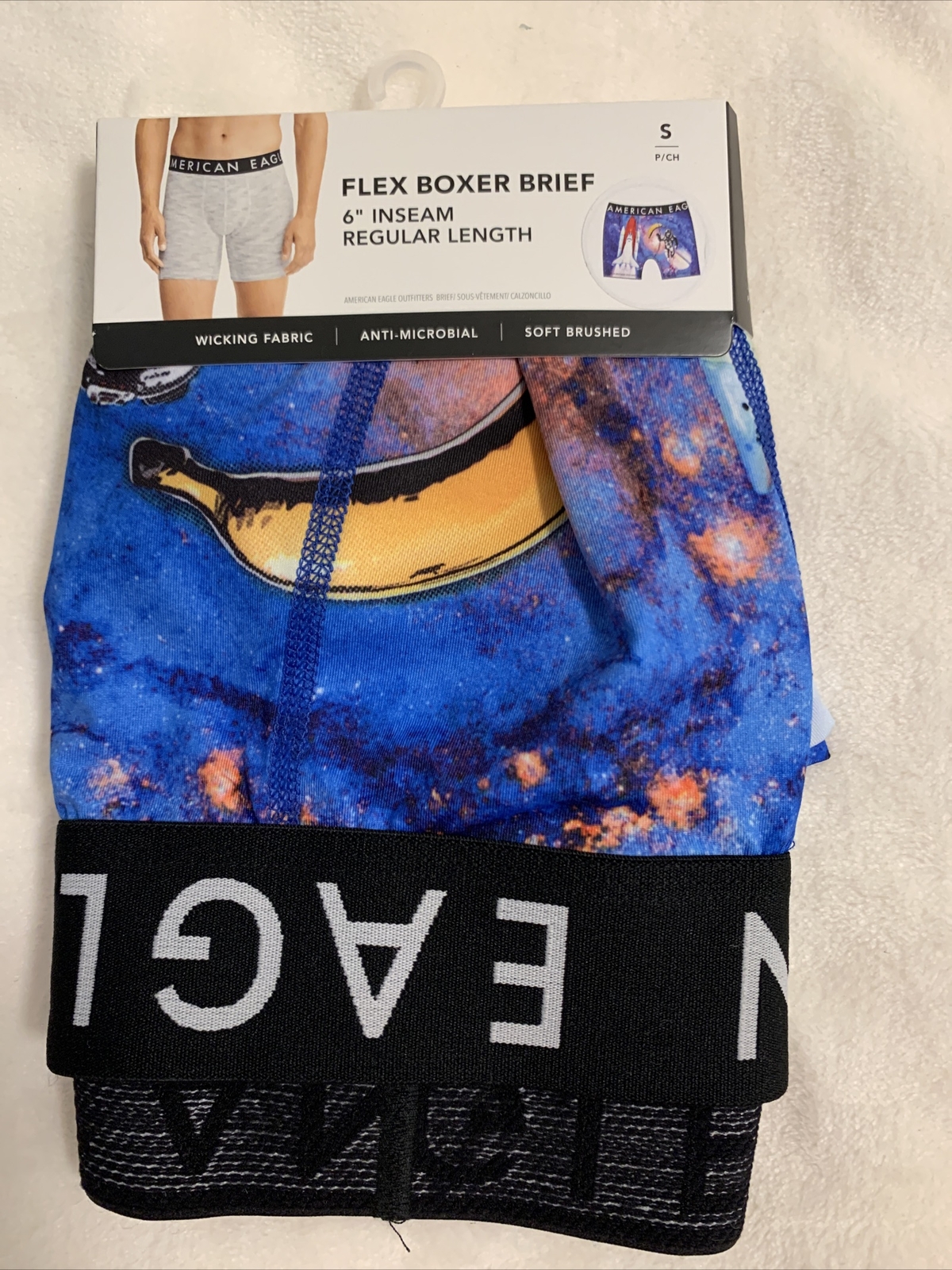 American Eagle Flex Boxer Brief 6” Inseam Regular Length Black Blue in Small