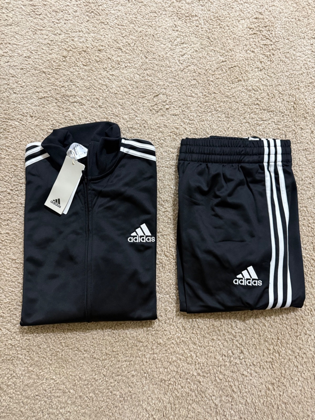 Adidas Mens 3 Stripes Tricot Tracksuit NWT Jacket & Pants Set Blue. Gray, Black