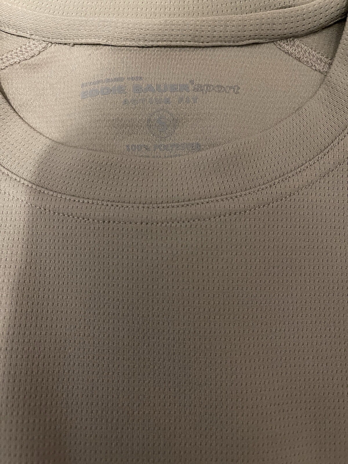 EDDIE BAUER SPORT ACTIVE FREEDRY BEIGE TAN PERFORMANCE SHORT SLEEVE SHIRT SMALL