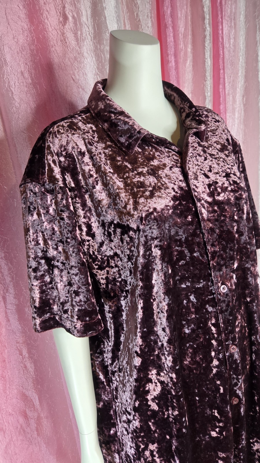 INC Purple Crushed Velvet Button Down Relaxed Fit Long Shirt Size 2X Plus