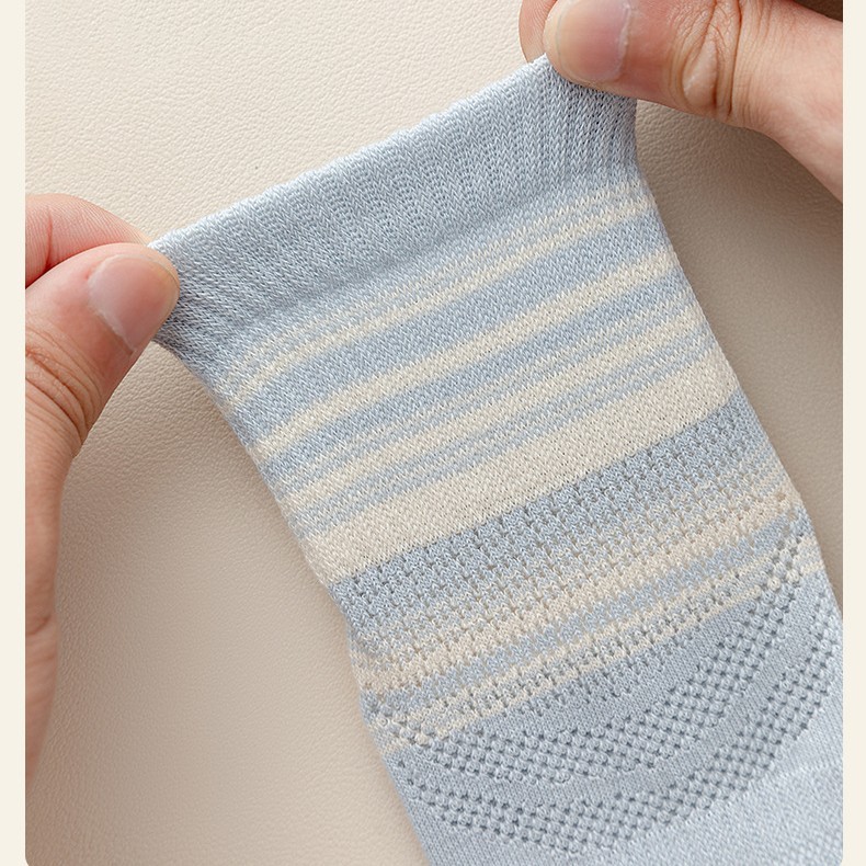 5Pack Women Five Finger Toe Socks Crew Sport Colors Mesh Casual Calf Striped 5-9