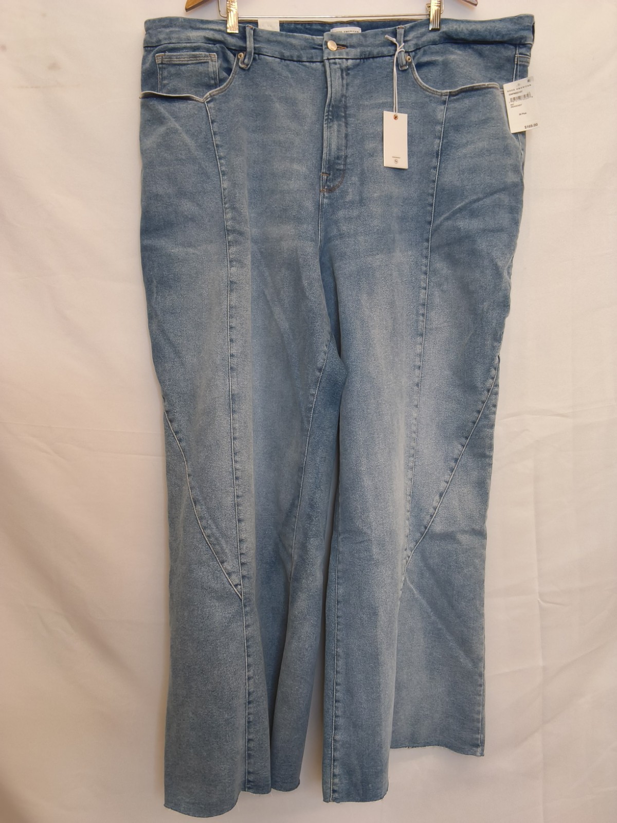 Good American Good Waist Palazzo Wide Leg Jean Womens 30+ (50″x33.5″) NWT #W5061