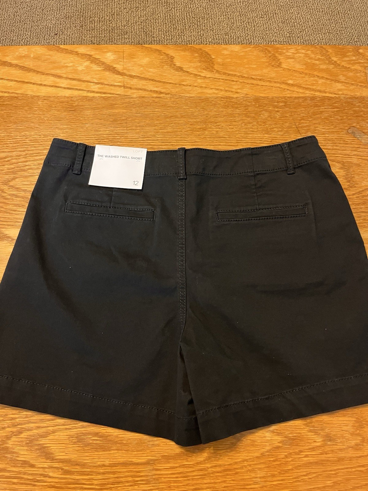 LOFT The Washed Twill Short Women’s 12 Black 4″ Inseam Chino Pockets