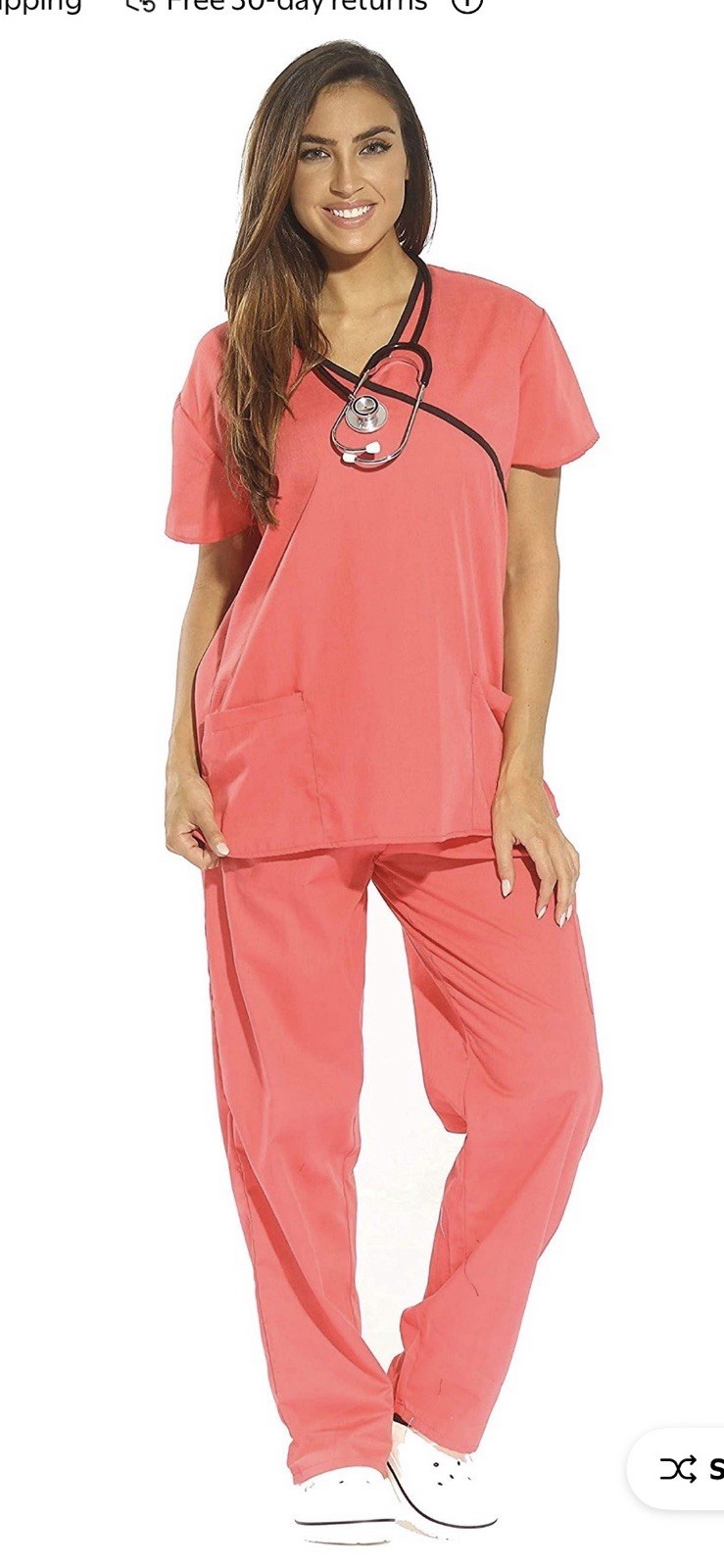 Just Love Women’s Medical Scrub Set Coral L Solid Polyester 22244V-CORAL