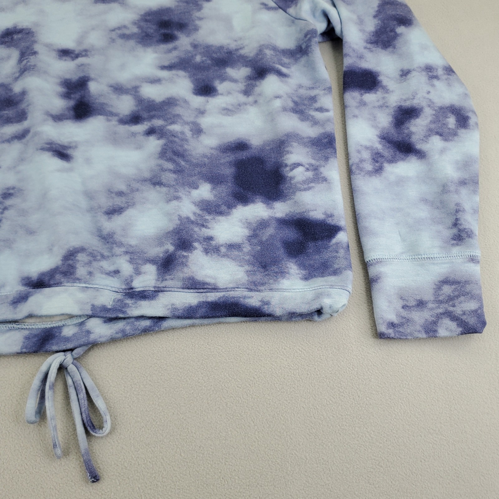 GAP Pullover Sweatshirt Womens M Blue Purple Tie Dye Soft Raglan Drawstring Hem