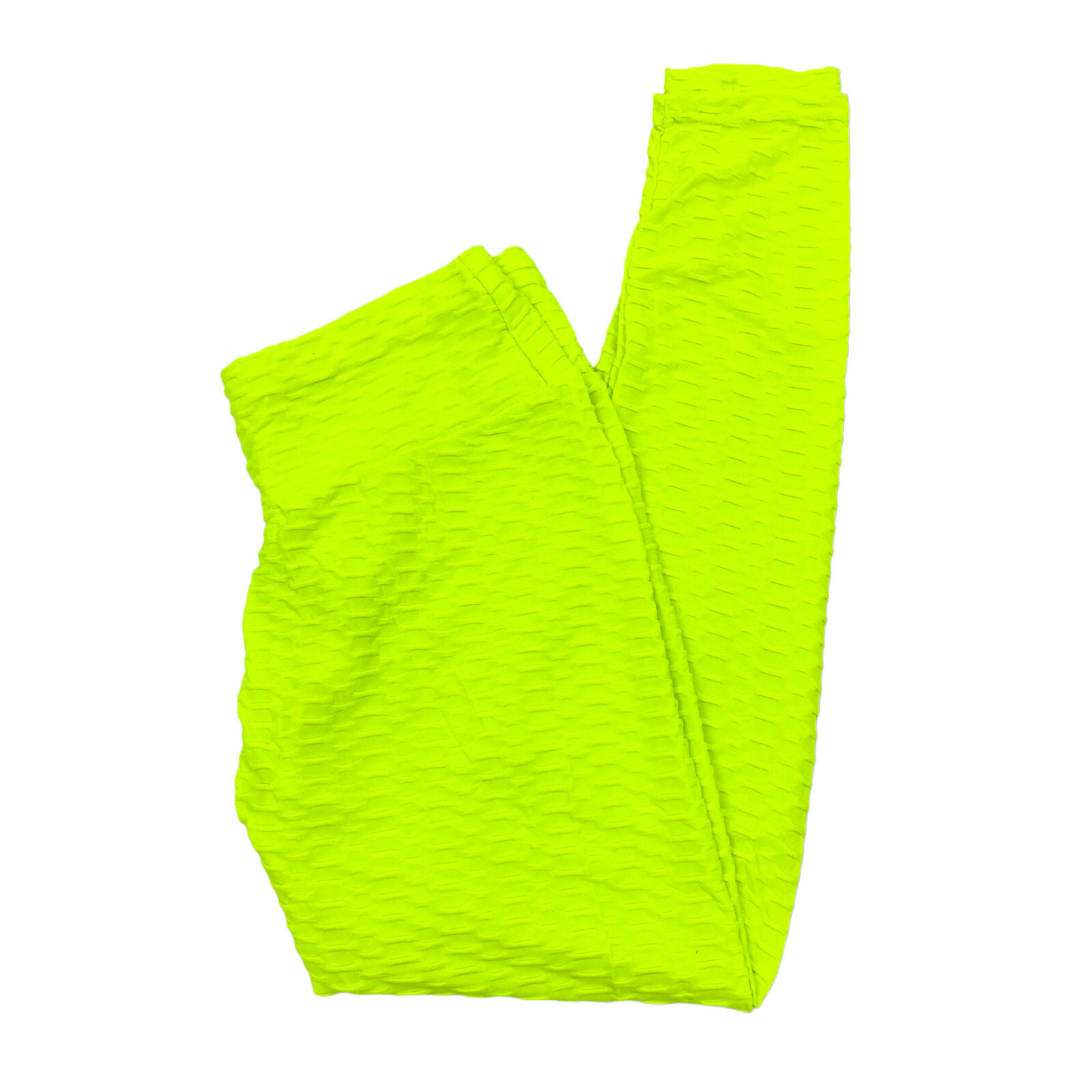 Yageshark Womens Plus Size 2XL Leggings Workout Pants Textured Neon Yellow