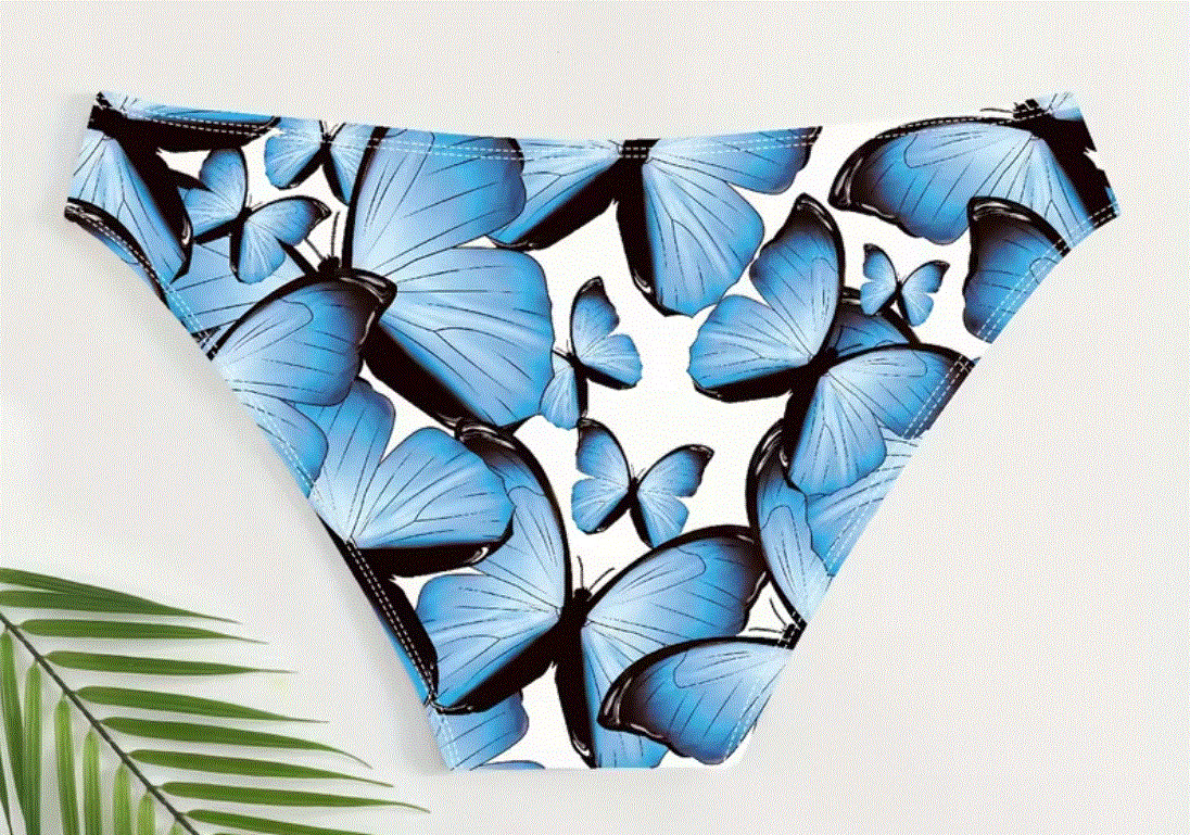 New Men’s Sexy “Blue Butterflies” Bikini Brief w/Enhancing Contoured Pouch-Gay