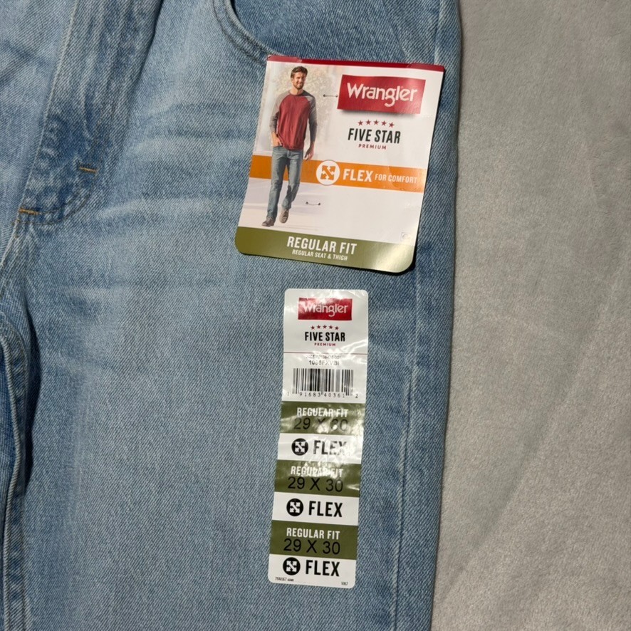 Wrangler Five Star Premium Denim Flex Jeans Regular Fit Mens 29×30 NWT
