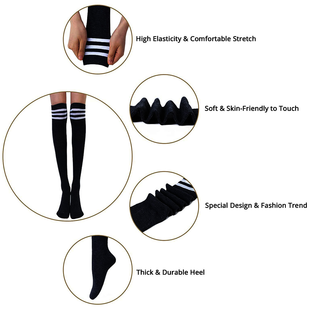 Girls Ladies Women Thigh High Over the Knee Socks Extra Long Cotton Stockings US