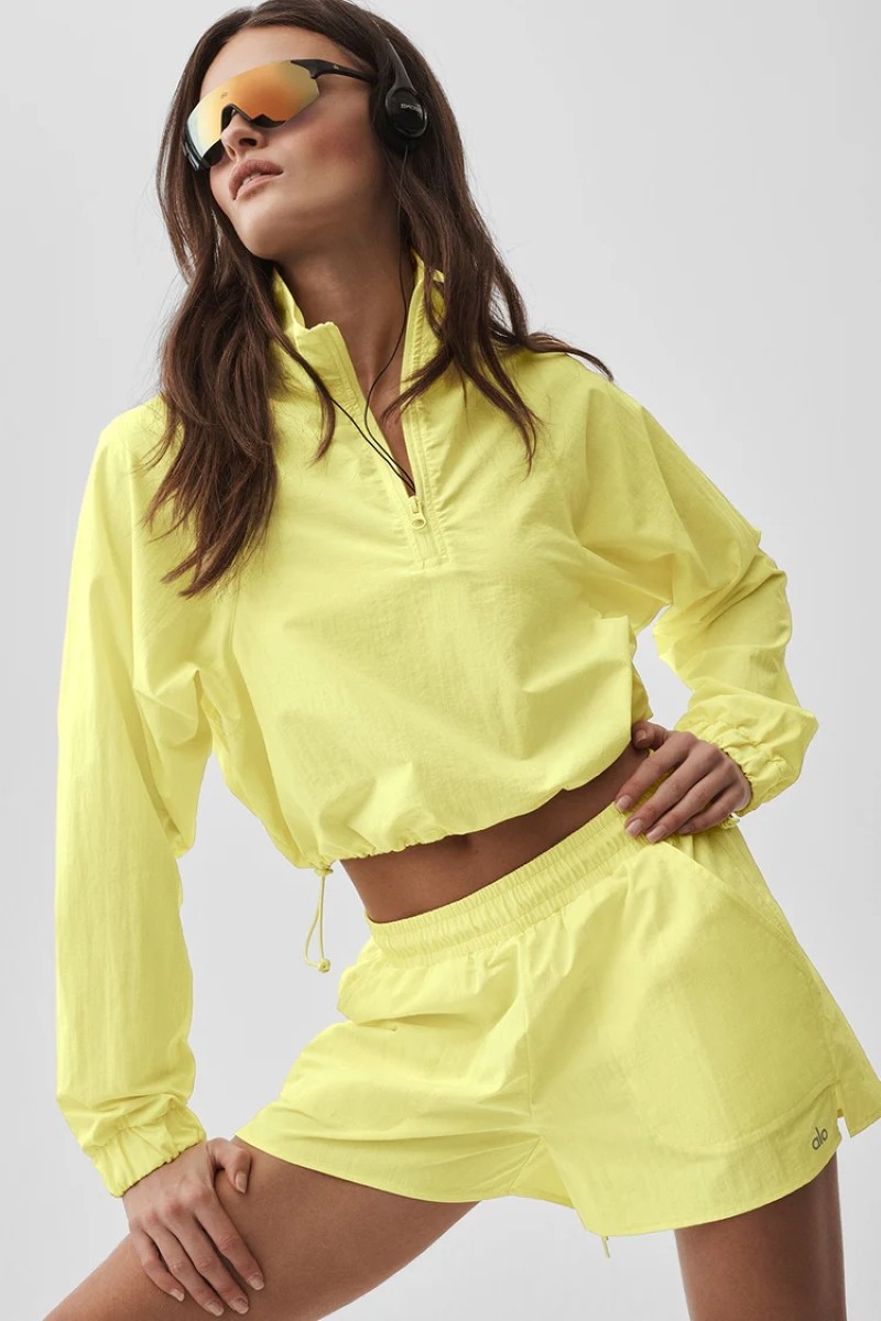 AIo Yoga Set Cropped 1/4 Zip Alumni Pullover+Short Suit Soft Sports Women’s Set