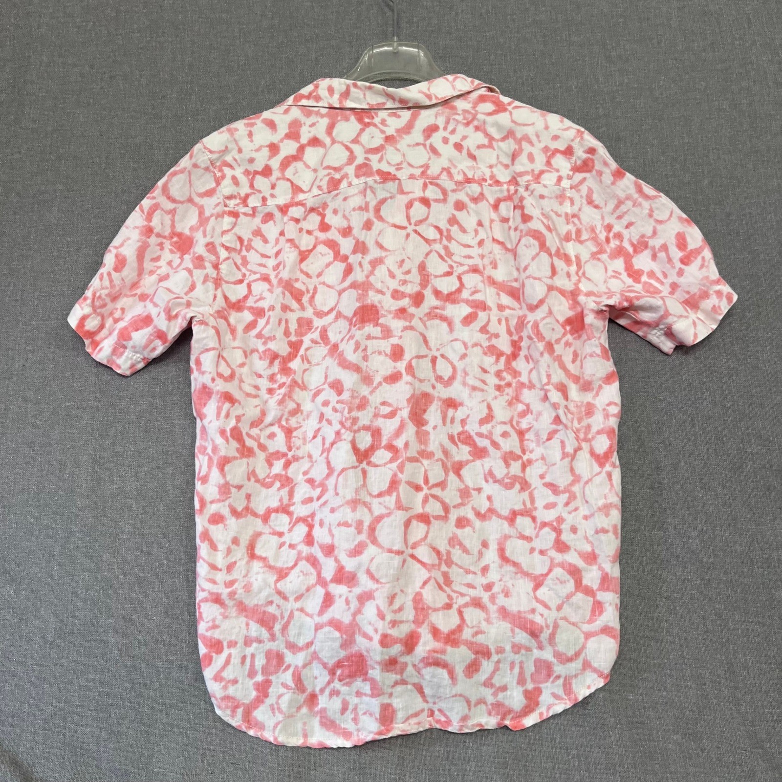 Tommy Bahama Relax Mens Large 100% Linen Pink White Floral SS Button Shirt