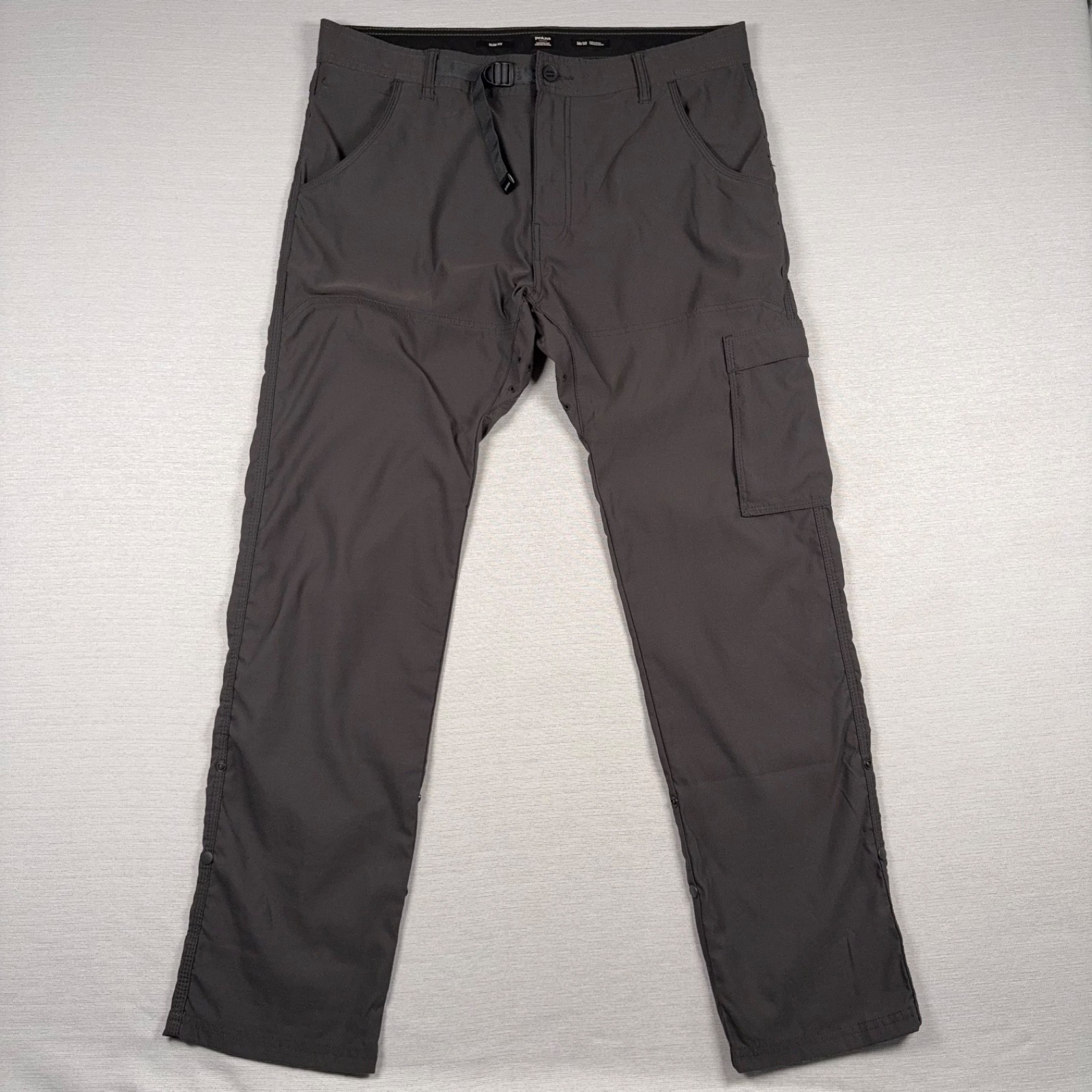 Prana Zion Slim Fit Pants Mens Size 36×32 Gray Nylon Elastane