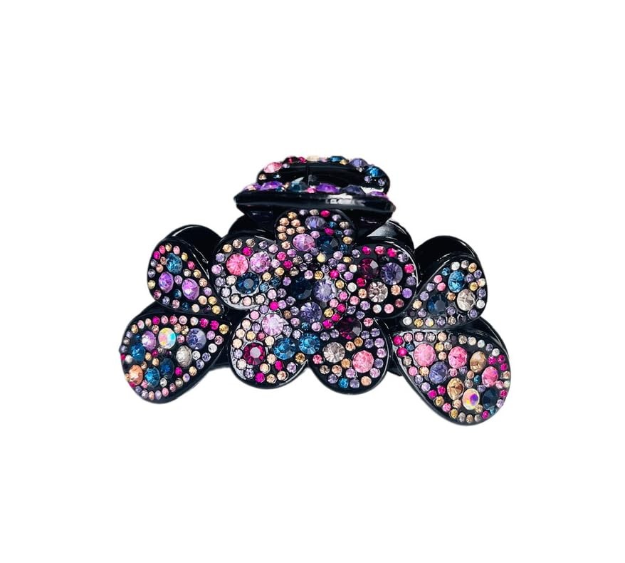 Big Hair Claw Clips With Purple Rhinestone 5 1 Count (Pack of 1), Rainbow