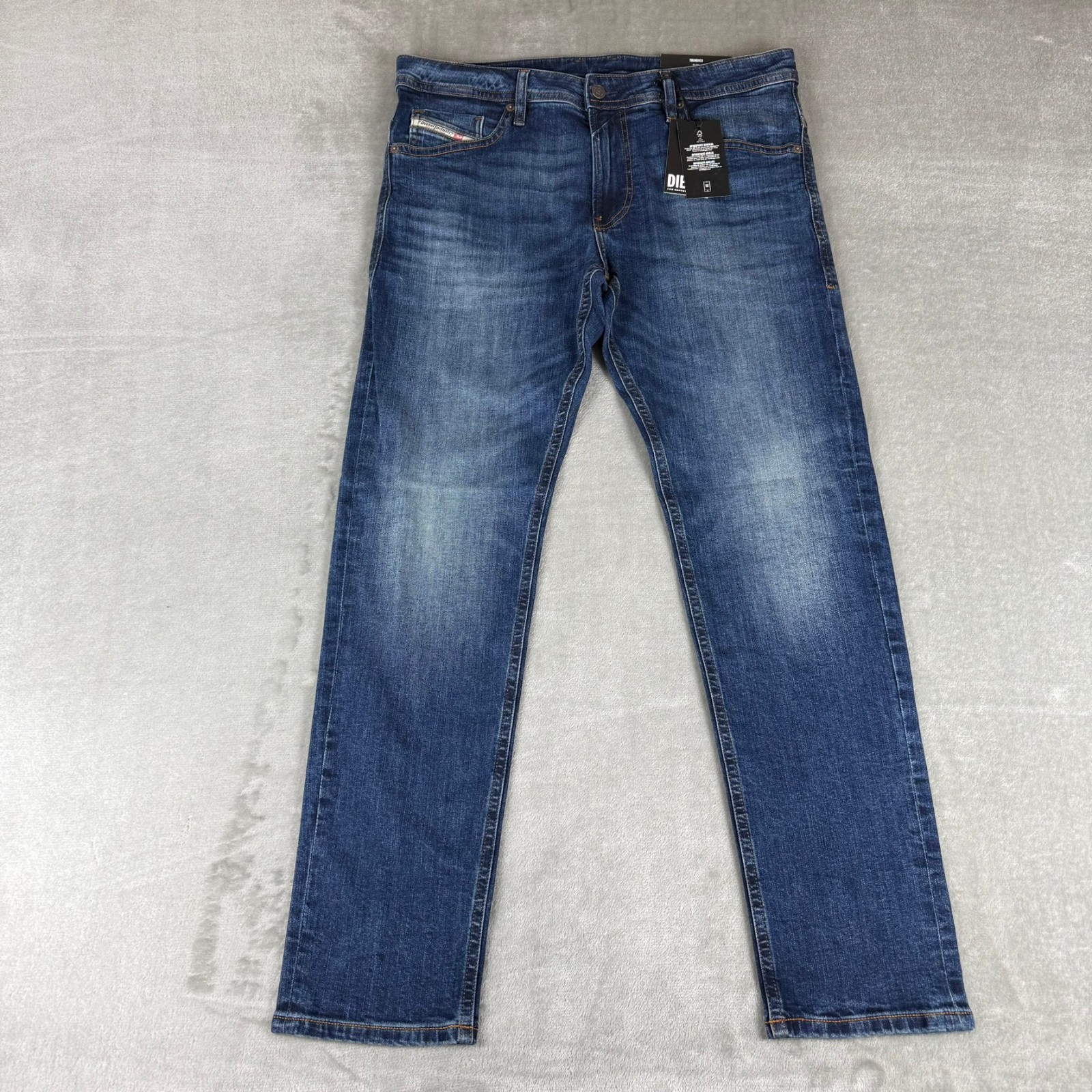 Diesel Thommer Slim Jeans Mens 34×32 Mid Blue Denim Stretch Straight $250 NWT