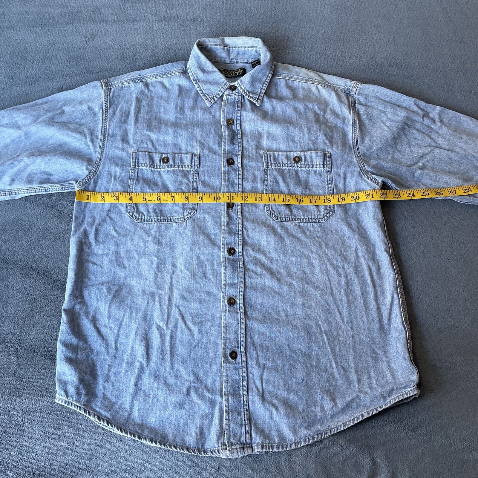 Rustler Legendary Gold By Wrangler Blue Jean Long Sleeve Button Up Shirt Medium