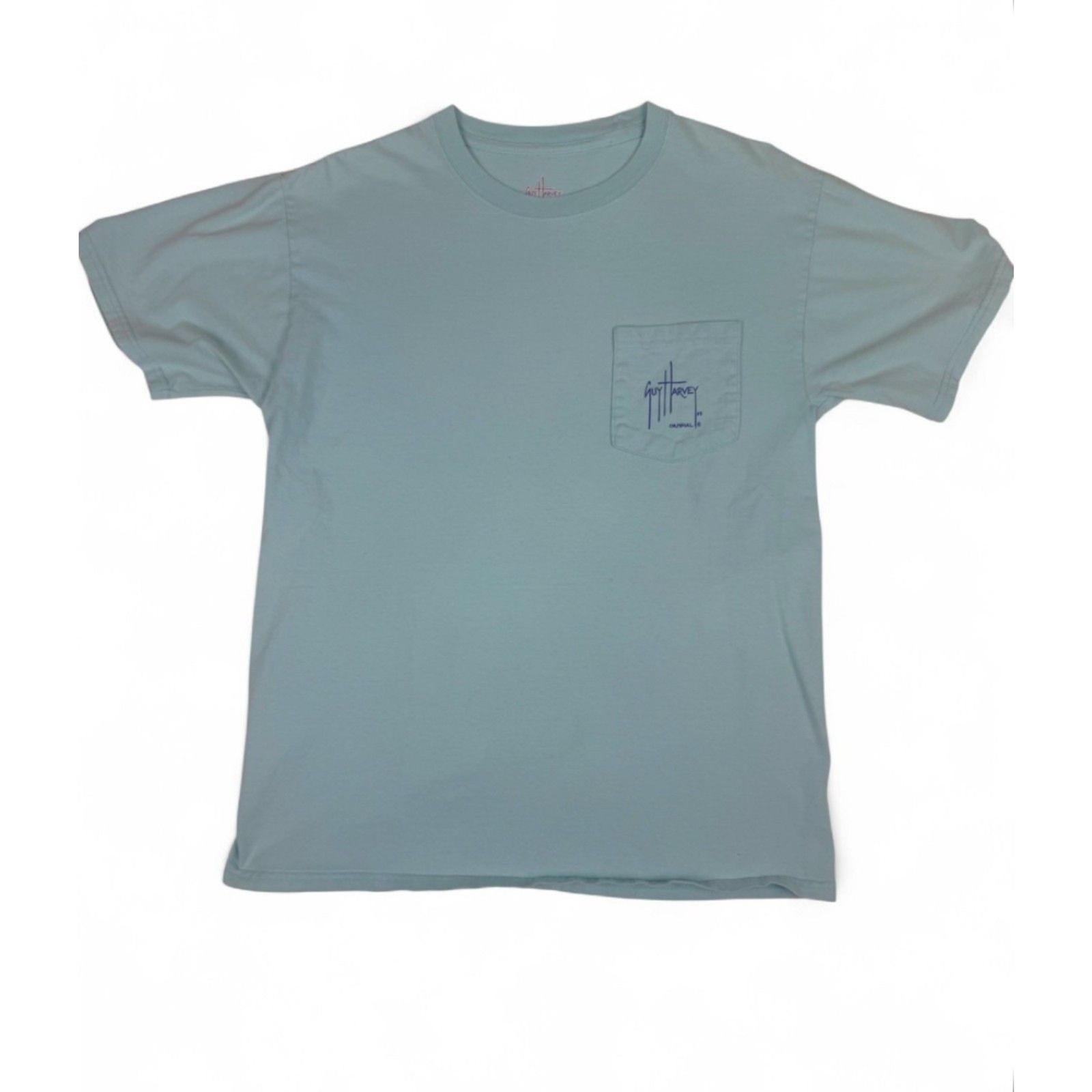 Guy Harvey Southern Originals Pocket Tee Marlin Fishing Aqua Medium
