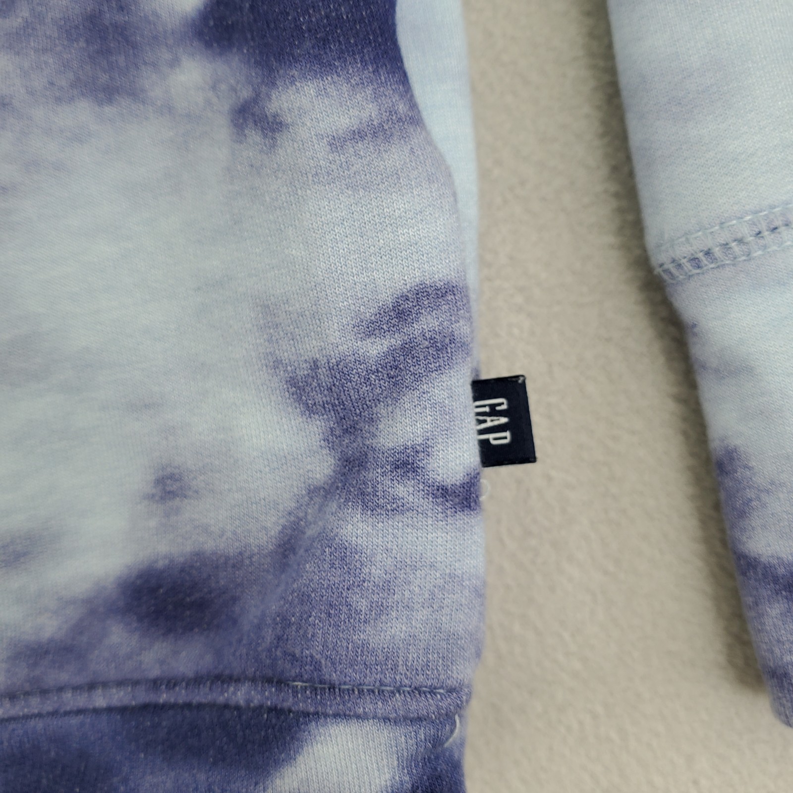 GAP Pullover Sweatshirt Womens M Blue Purple Tie Dye Soft Raglan Drawstring Hem