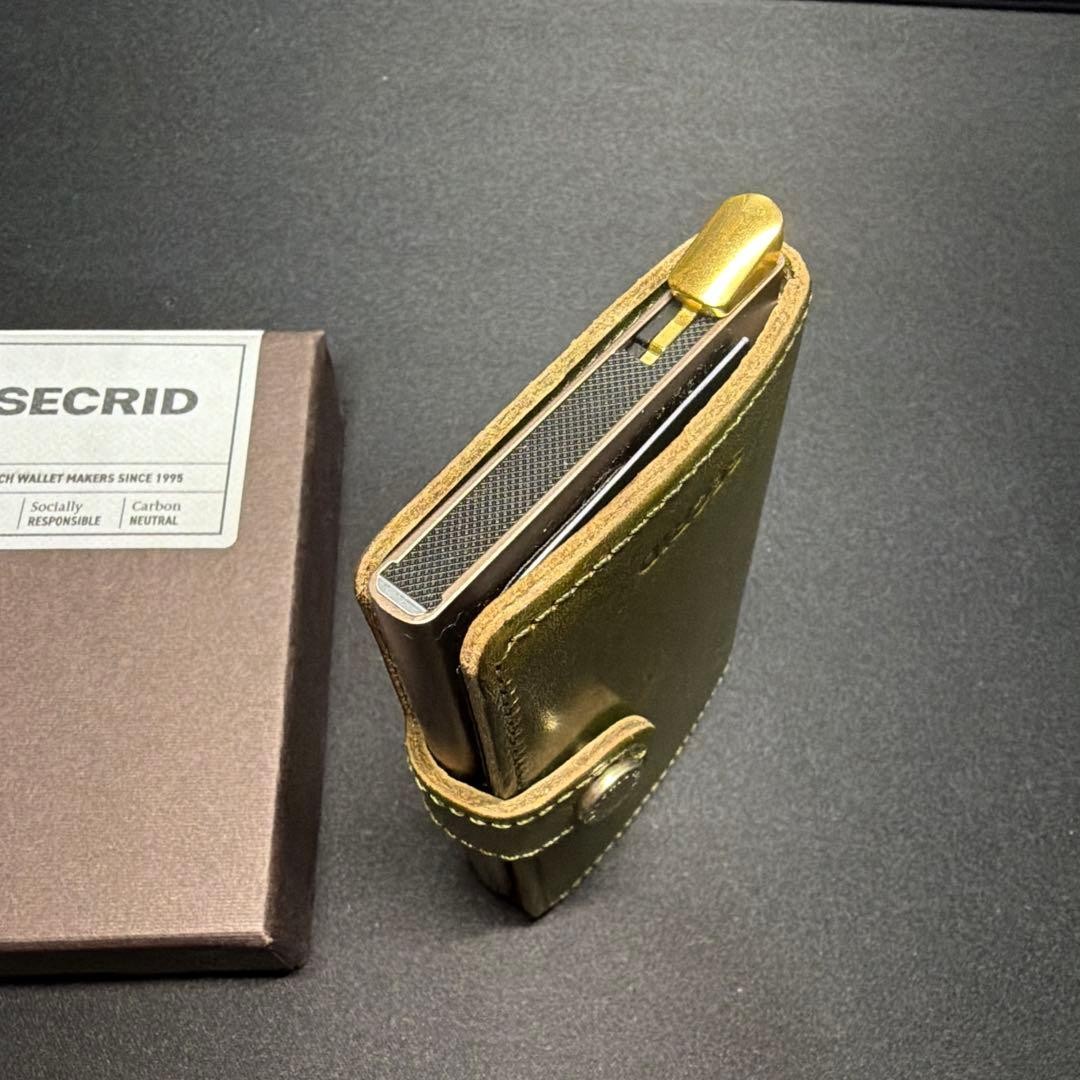 SECRID Card Case Olive Leather Slim Wallet RFID Blocking