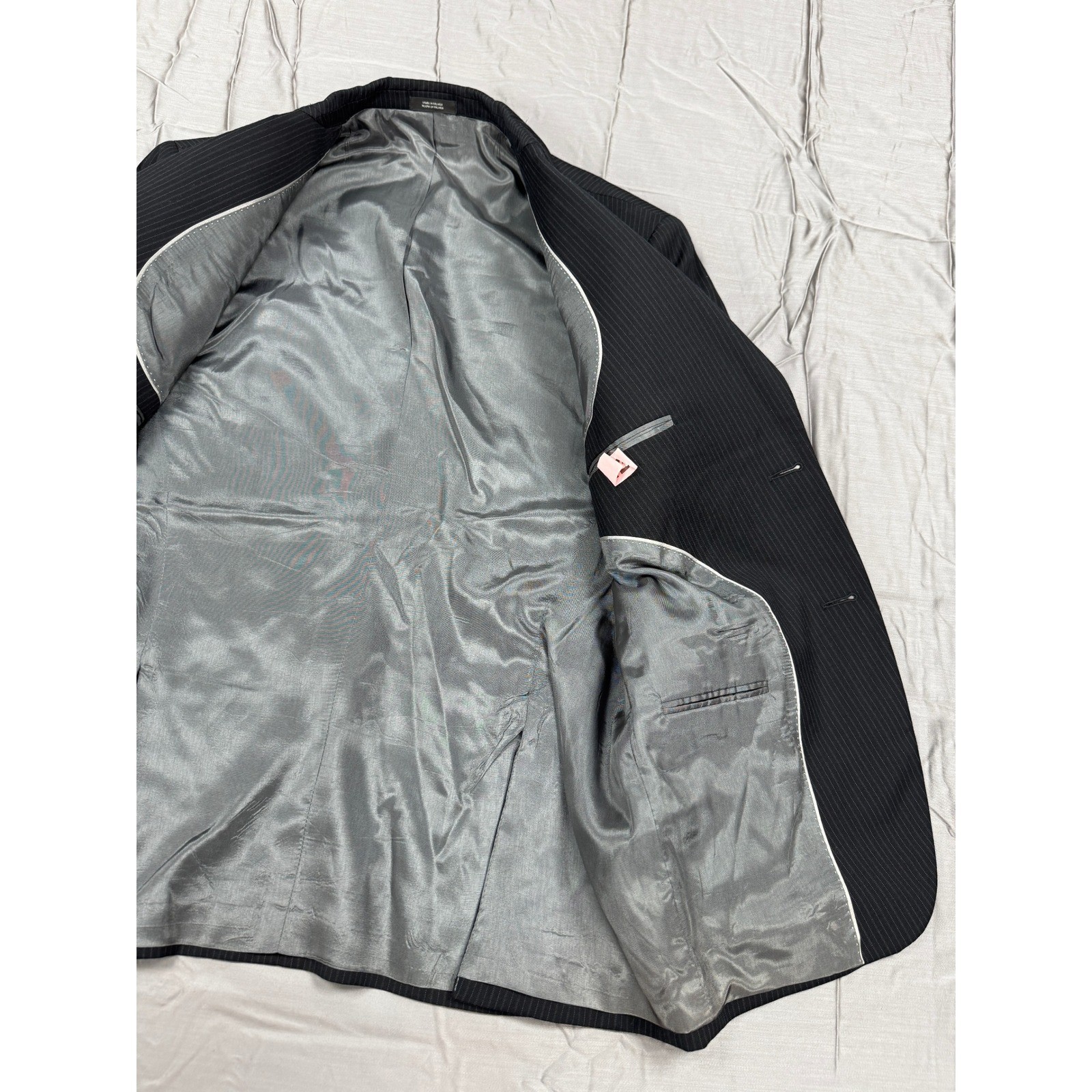 JF J. Ferrar Mens Modern Fit Pinstripe Wool Blazer Black 40SH 40 Short Jacket
