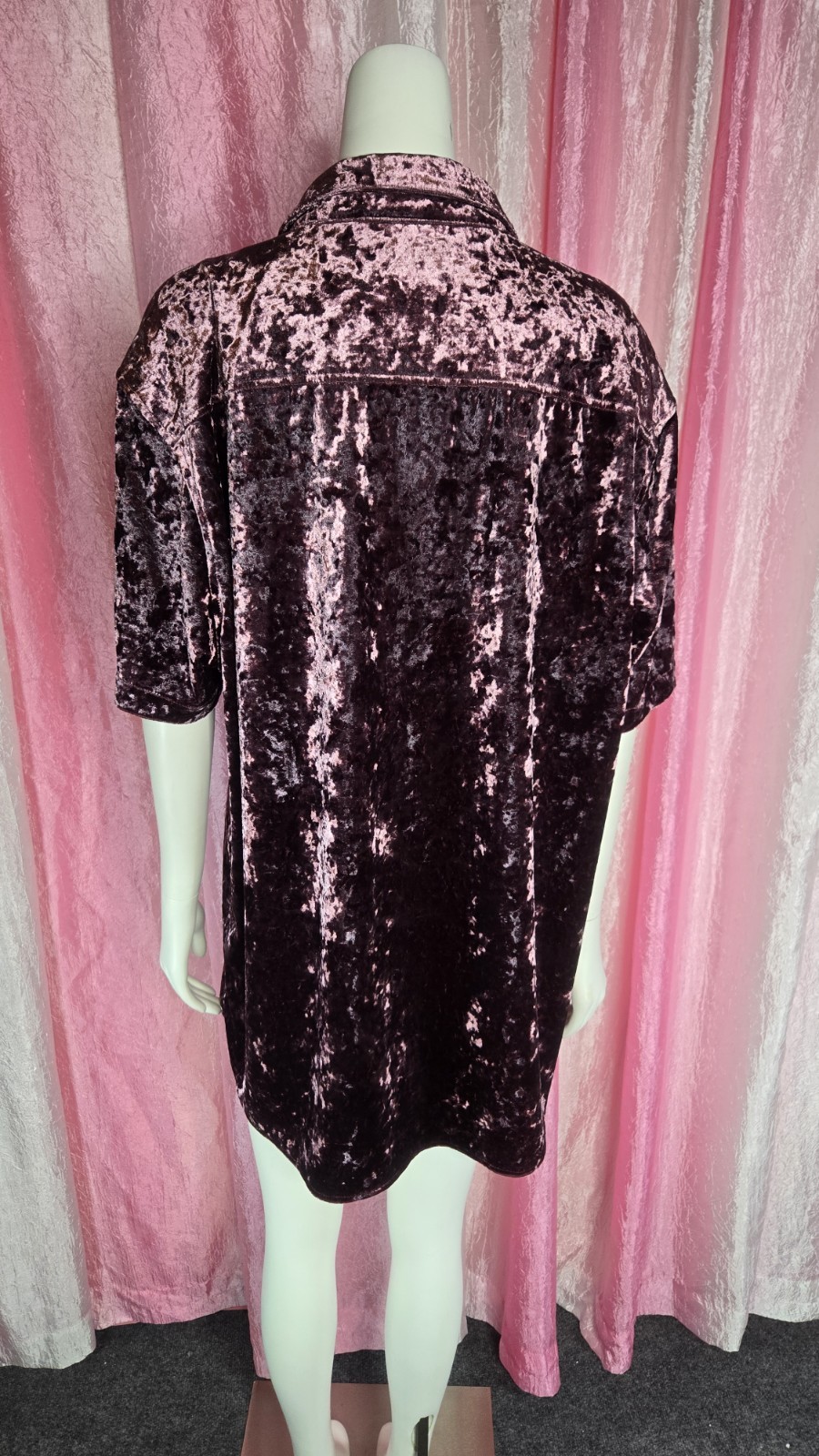 INC Purple Crushed Velvet Button Down Relaxed Fit Long Shirt Size 2X Plus