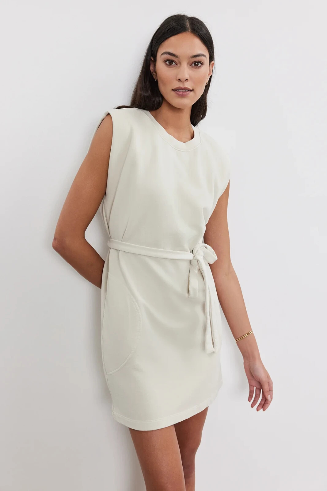 VELVET By Graham & Spencer Adeline French Terry Cotton Dress Aloha S $179 H4