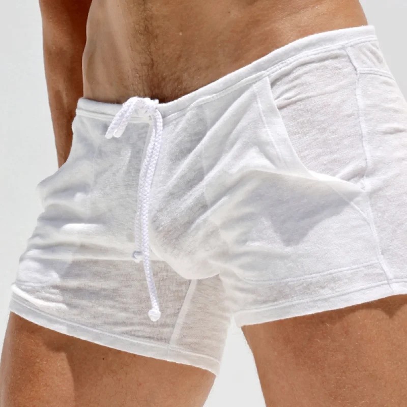 Summer Mens Shorts Sexy Semi-transparent Quick Dry Shorts Breathable Casual New