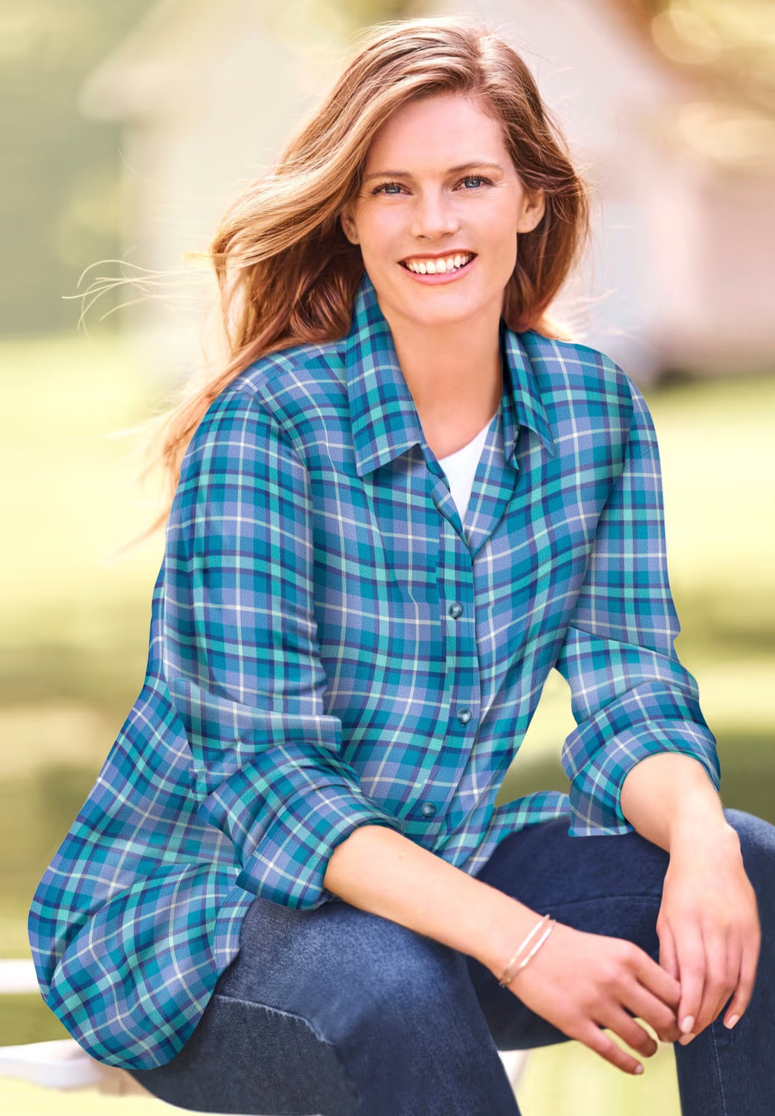 Woman Within Women’s Plus Size Classic Flannel Shirt