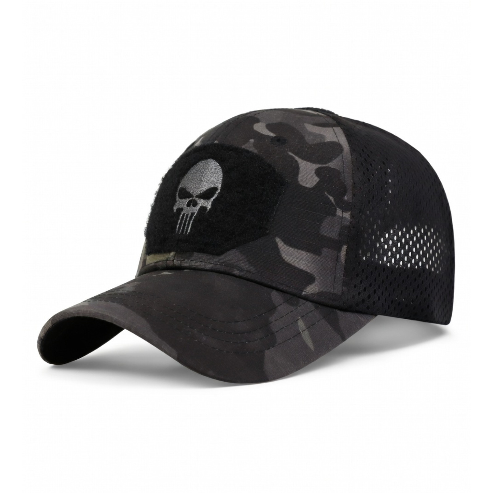 Tactical Baseball Cap Skull Patch Camo Mesh Operator Hat Men Adjustable Military