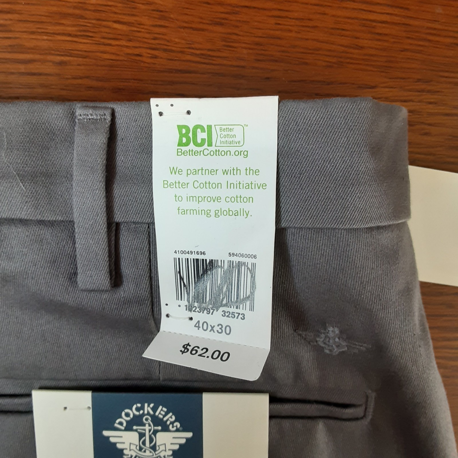 Dockers Mens Straight Fit Signature Khaki Lux Cotton Stretch Pant Gray 40X30 New