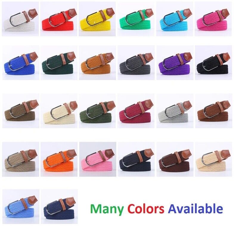 Mens Womens Belt Unisex Elastic Stretch Braided Fabric Enduring Woven Diff Sizes
