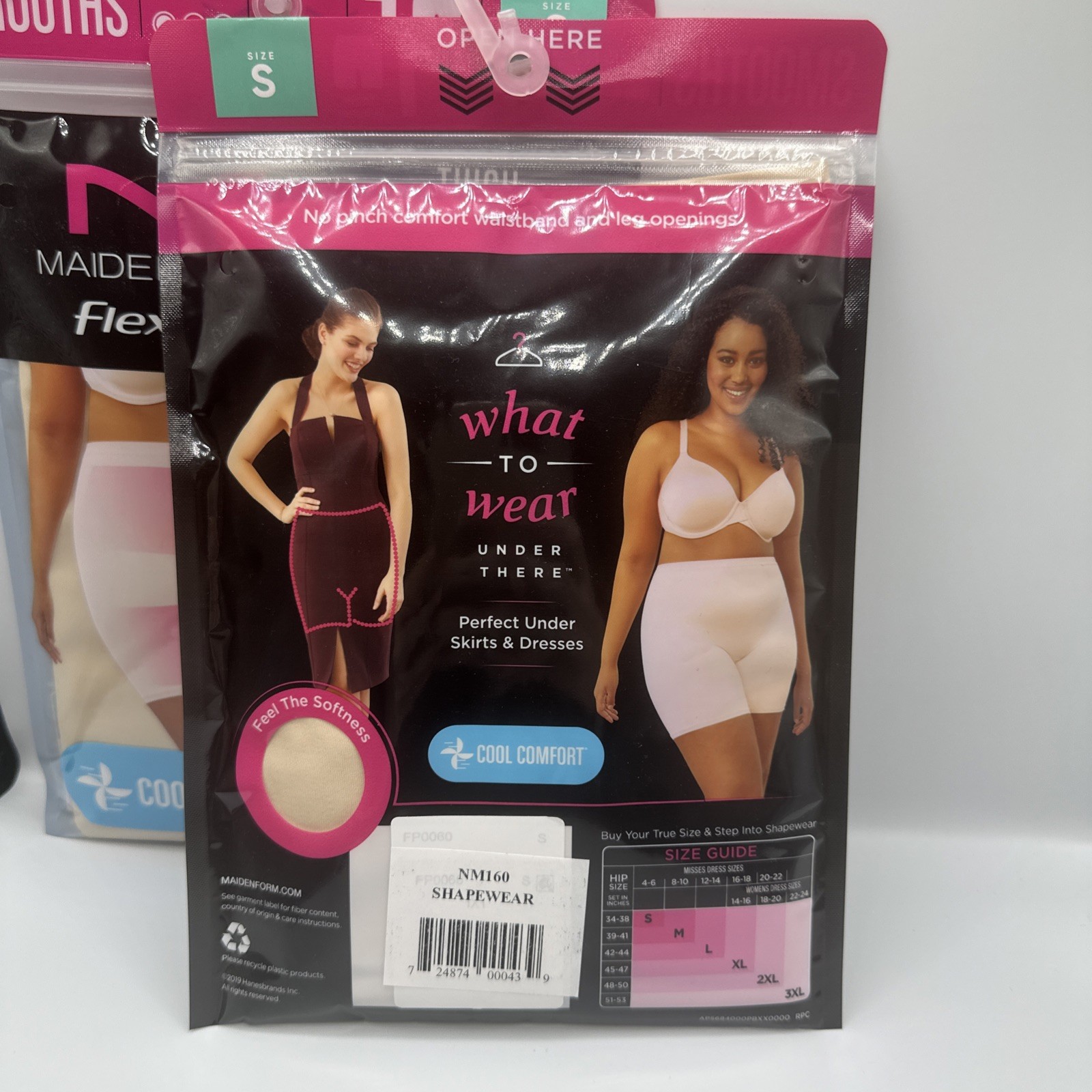 2 PACK MAIDENFORM COOL COMFORT FLEXEES THIGH SLIMMER Beige SMALL