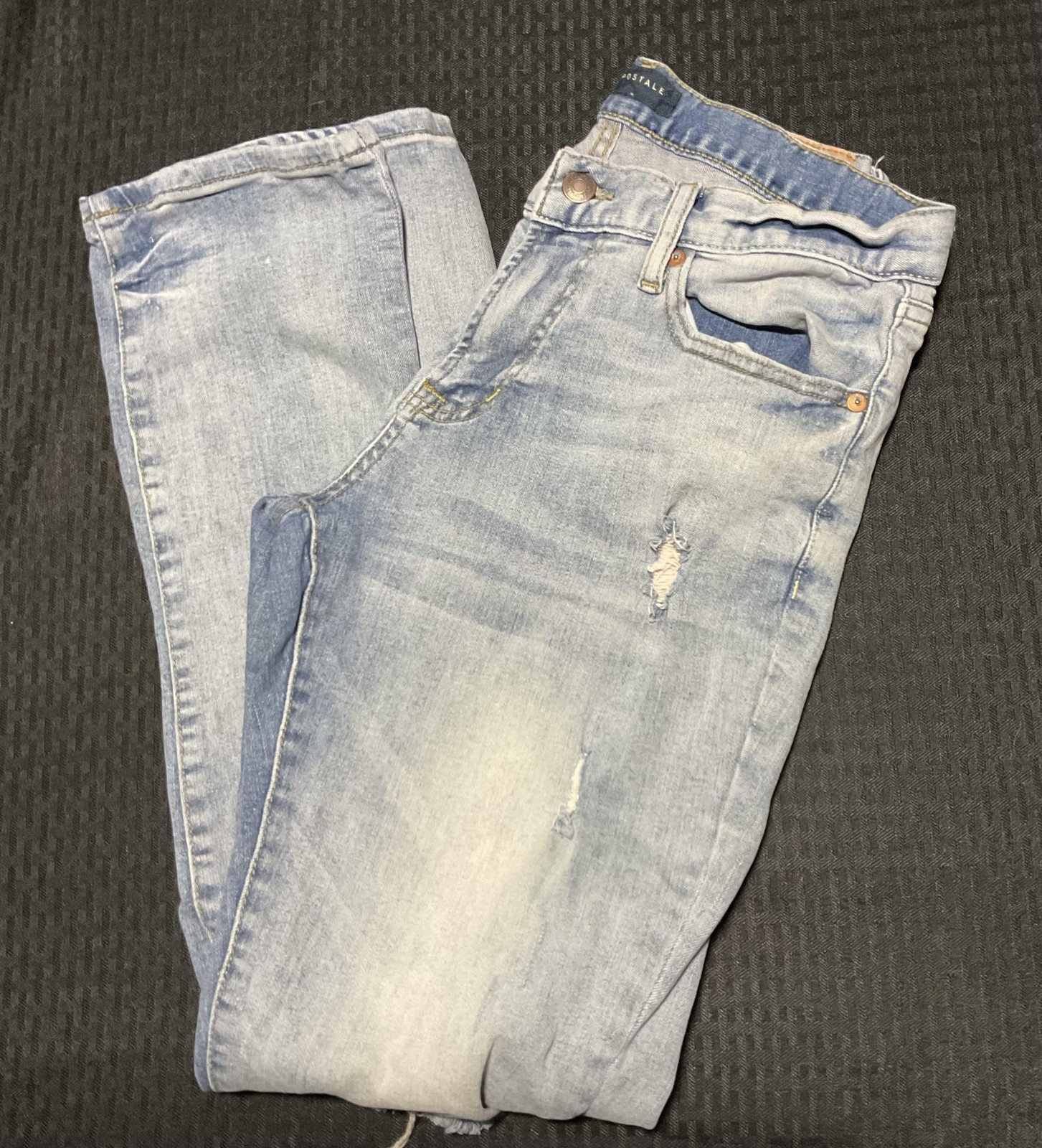 Aeropostale Jeans Mens 29×30 Light Wash Slim Straight Distressed Denim Stretch