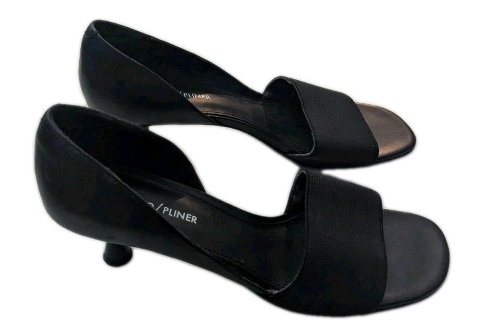 Donald Pliner Coro Black Elastic Fabric Textile Leather Heel Pump Shoes 9
