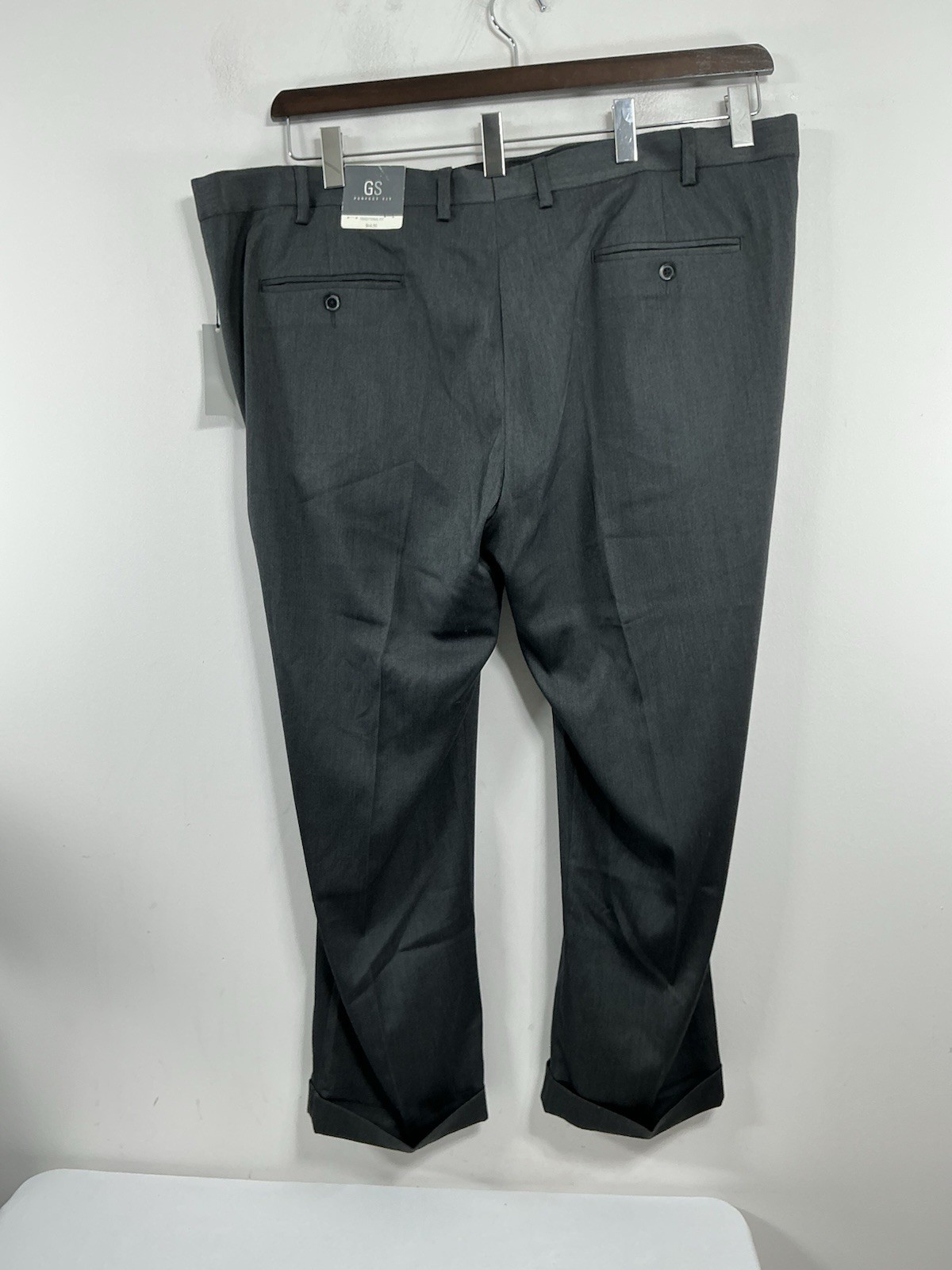 Mens NWT GS Perfect Fit Dress Pants 50×30 Brown Gray Cuff Expandable Waist