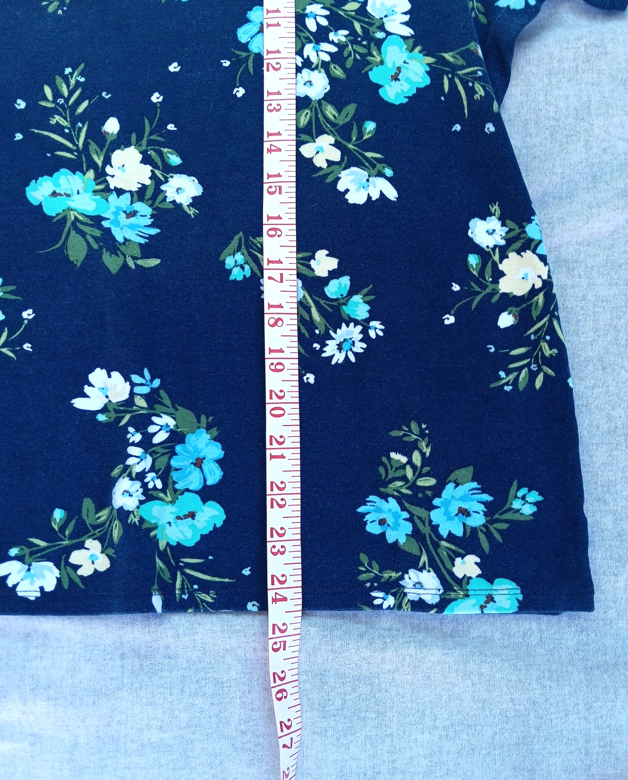 CROFT & BARROW Classic Tee Knit Top Blue Floral Pattern size 1X