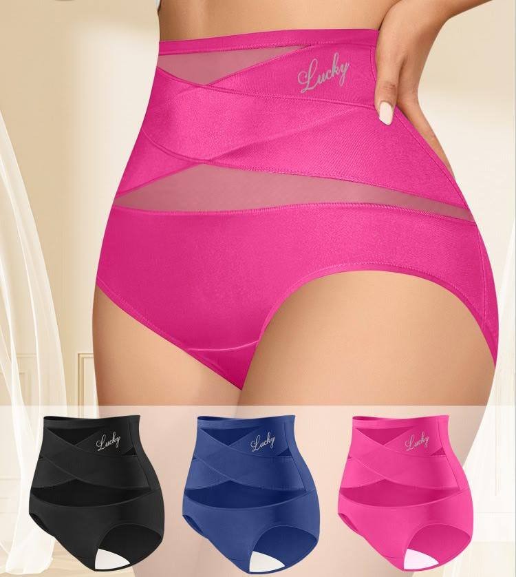 1 Pack High Waist Tummy Control Panties Shaping Cross Strap Briefs Women