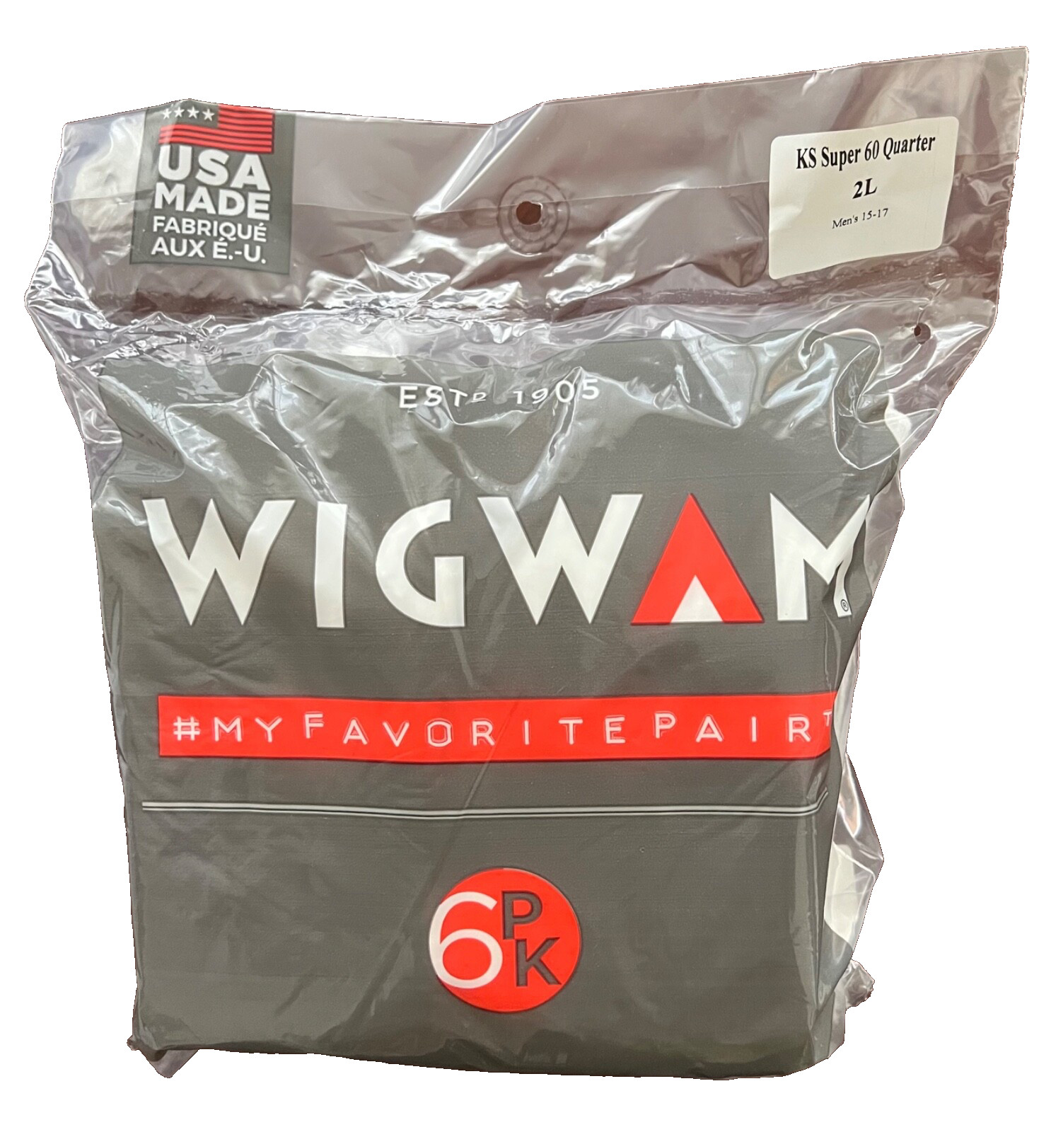 WIGWAM SUPER 60 QUARTER SOCKS 6-PAIRS COTTON BLEND WHITE SZ 2L FIT’S 15-17 SHOE