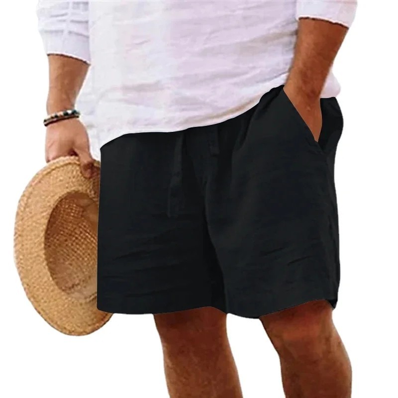 Men’s Cotton Linen Lightweight Gym Beach Shorts Summer Casual Fit Pants Fun Gift