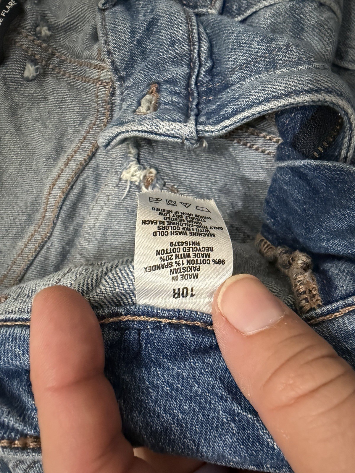 Abercrombie & Fitch Women’s 10R Light Wash Blue Flared Cargo Jeans Stretch