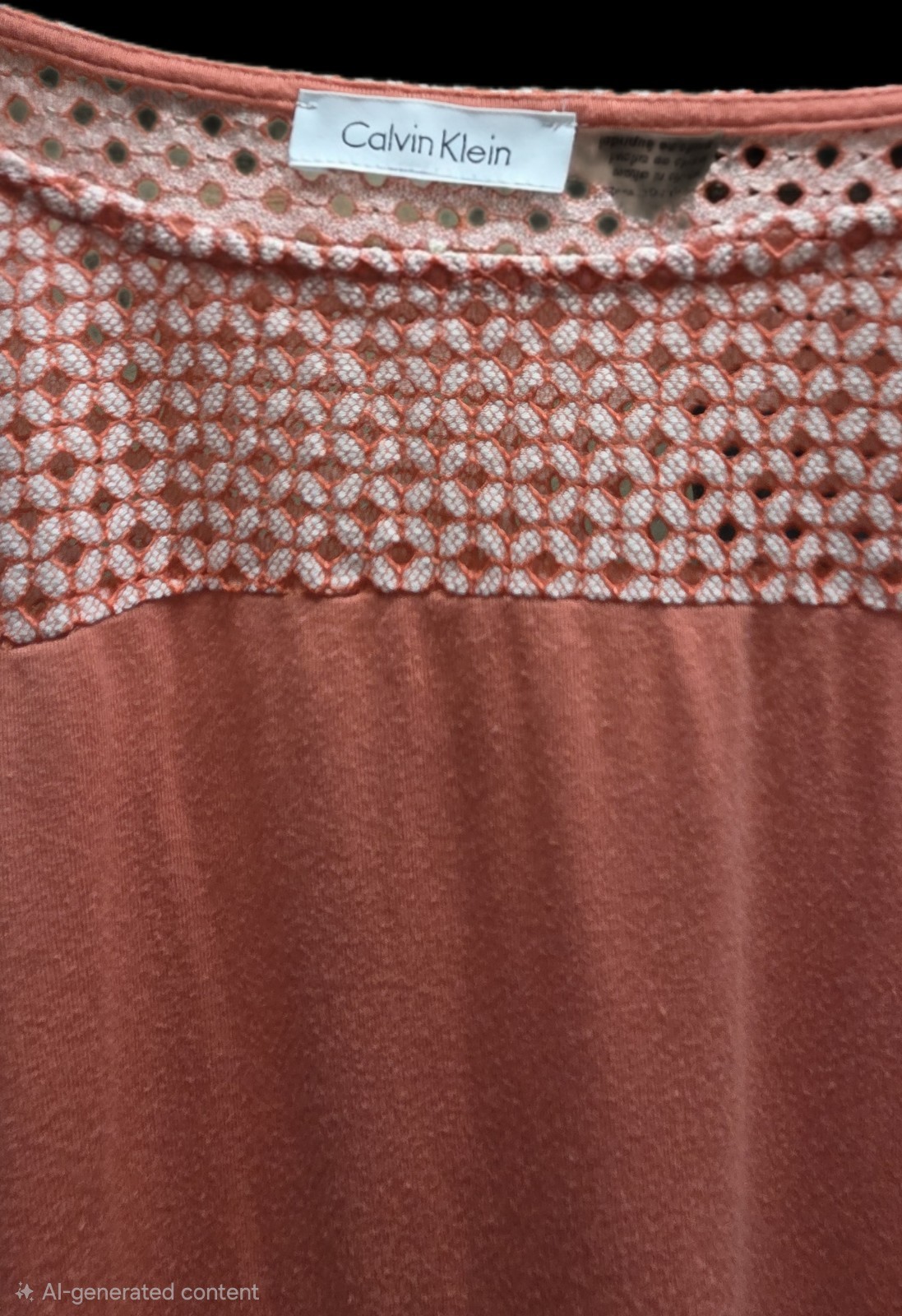 Calvin Klein Blouse~XL~Coral/Peach Shirt/Top~Cap Sleeves~NICE!