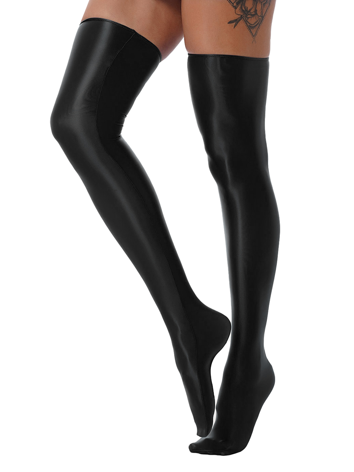 Mens Sexy Sissy Nylon Tights Sheer See Through Stockings Thigh High Suspender