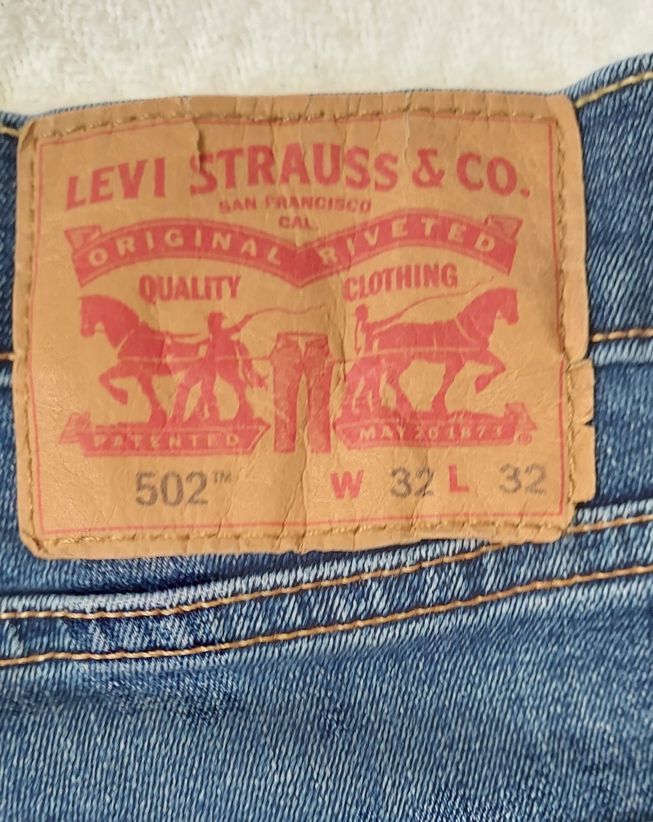 Levi’s 502 Taper Jeans Mens 32×32 Heritage Cotton Blend Regular Fit Blue Indigo